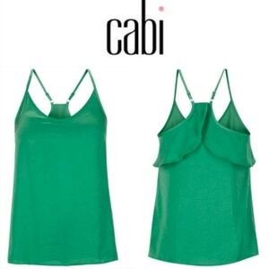 Cabi Park Racerback Verdant Green Ruffle Tank Top XS #6111